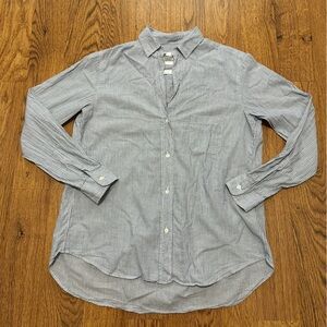 Grayson Anthropologie Blue Striped 100% cotton lightweight button down shirt 1